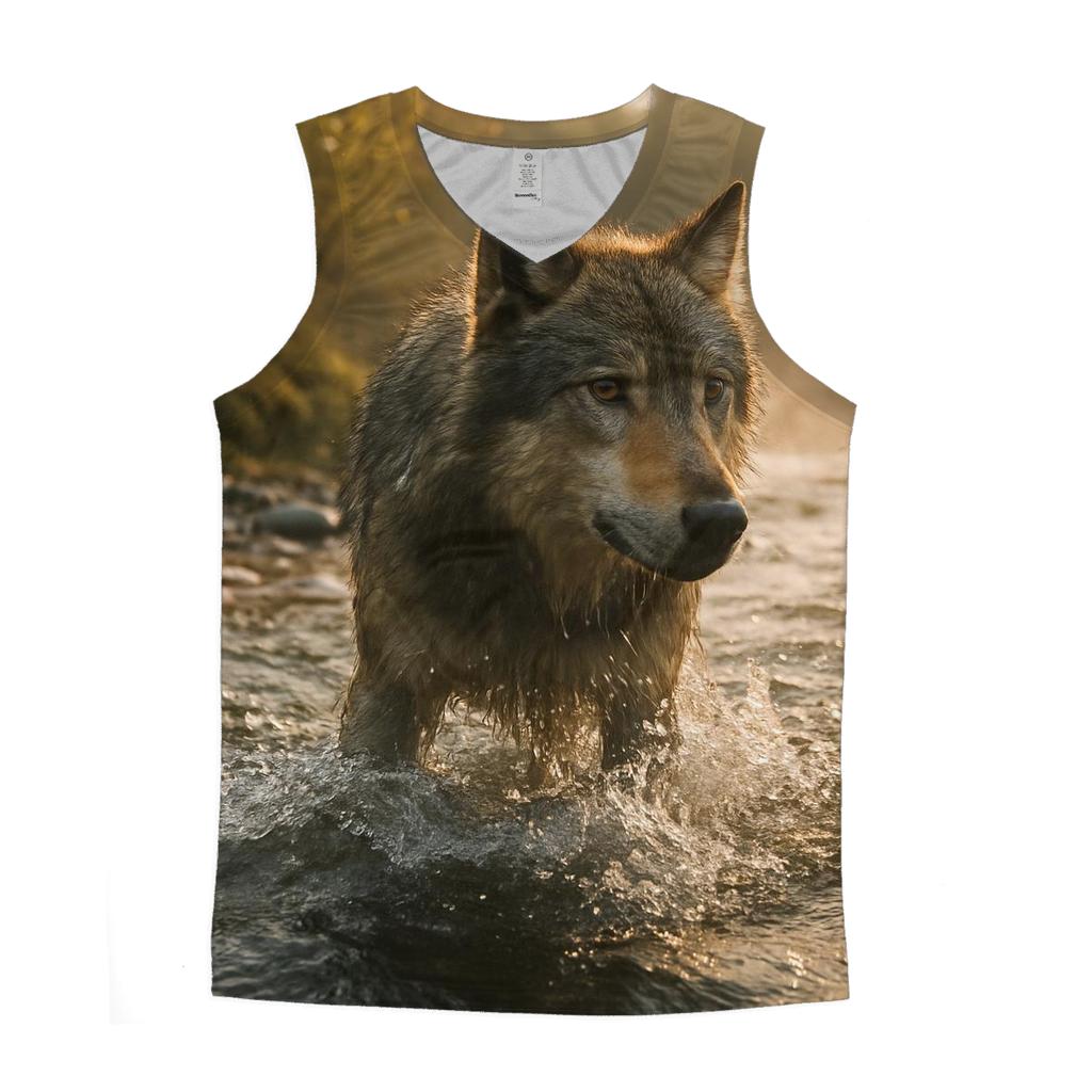 River Crossing During Autumn Salmon Run cotton sleeveless tops