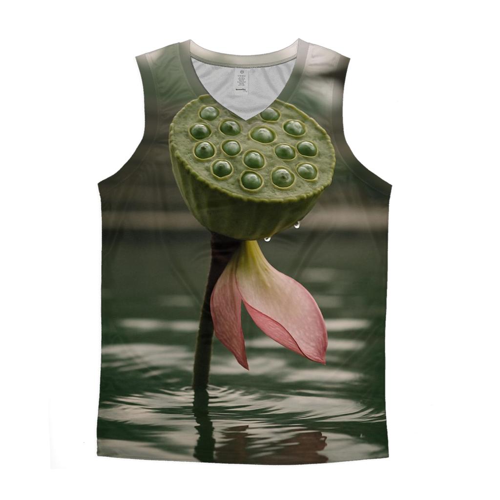Lotus Seedpod And Fading Petals In A Temple Pond designer workout tanks