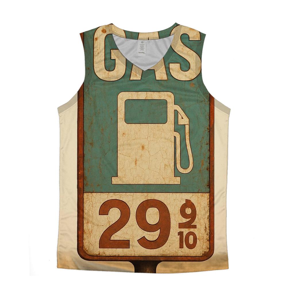 Distressed Desert Gas Station Sign graphic print tank tops