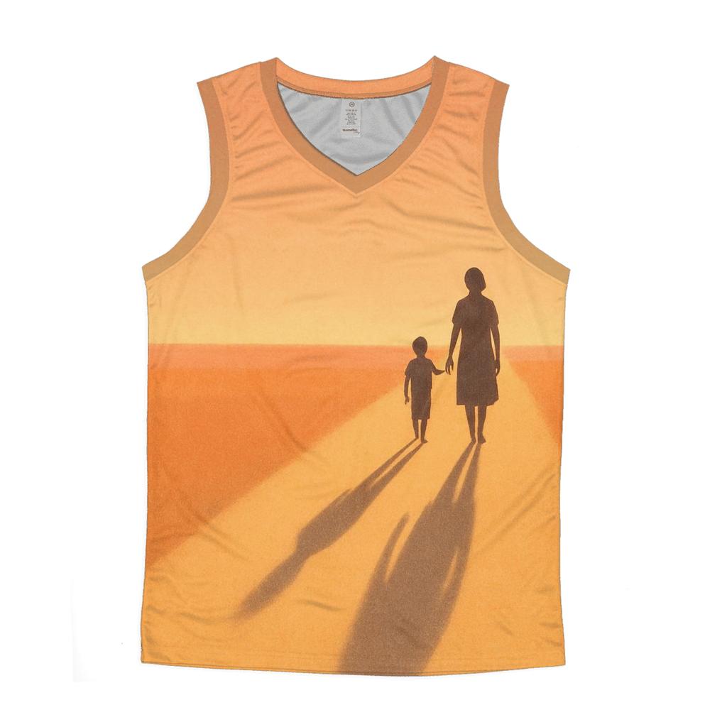 Two Shadows At Sunset The Growing Child And The Constant Love graphic print tank tops