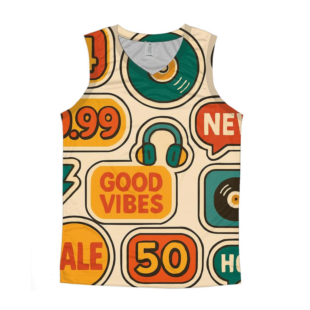 Funky Record Store Price Stickers cotton sleeveless tops