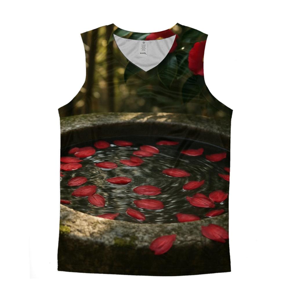 Camellia Petals Floating In A Traditional Tea Garden Basin stylish racerback tanks