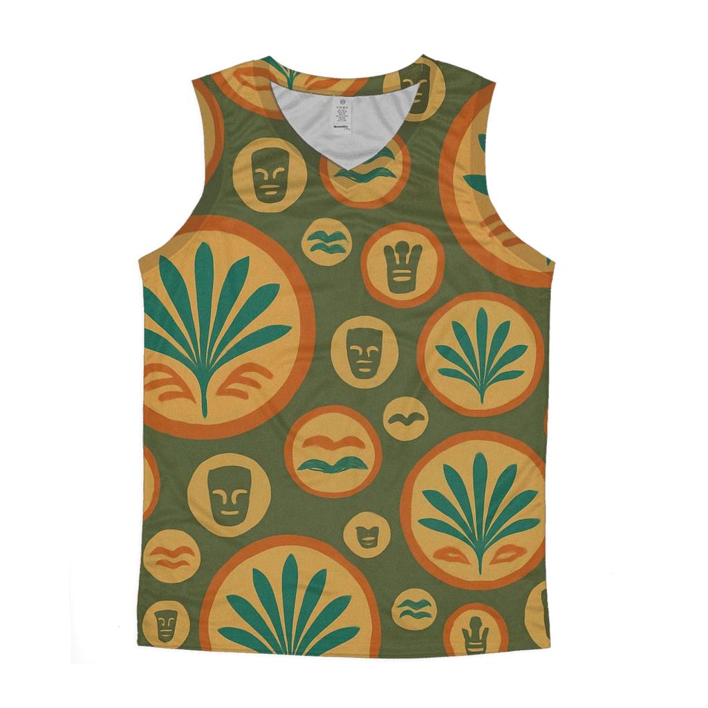 Tiki Lounge Palm Fan Medallions personalized athletic tanks