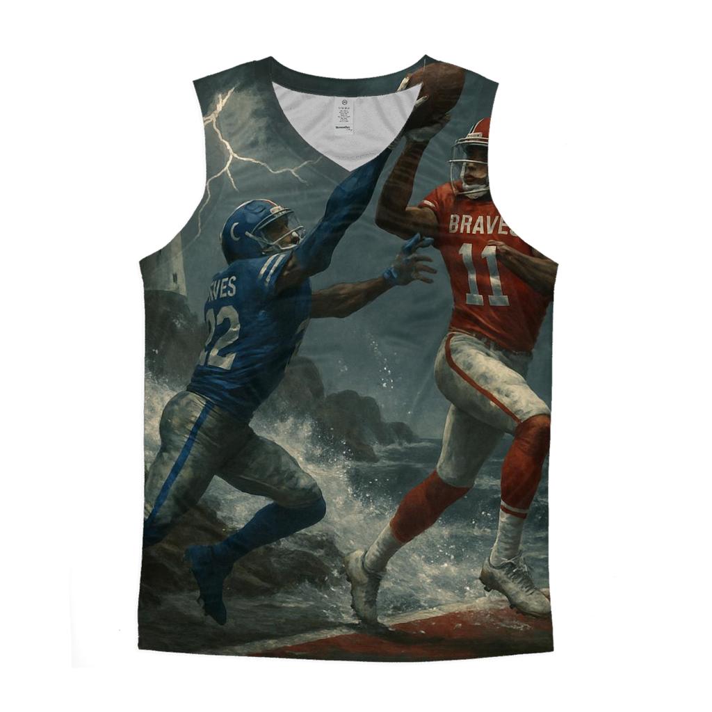 Storm Lighthouse End Zone Braves Versus Cubs graphic print tank tops