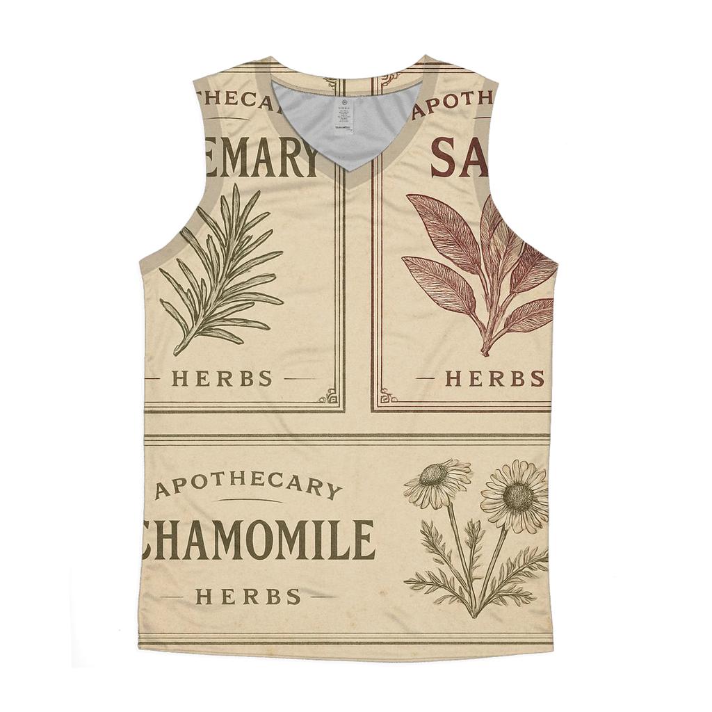 Vintage Botanical Herb Label Sheet sports performance tank tops