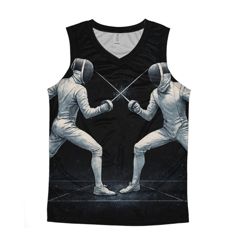 Starlit Fencing Duel trendy fitted tank tops
