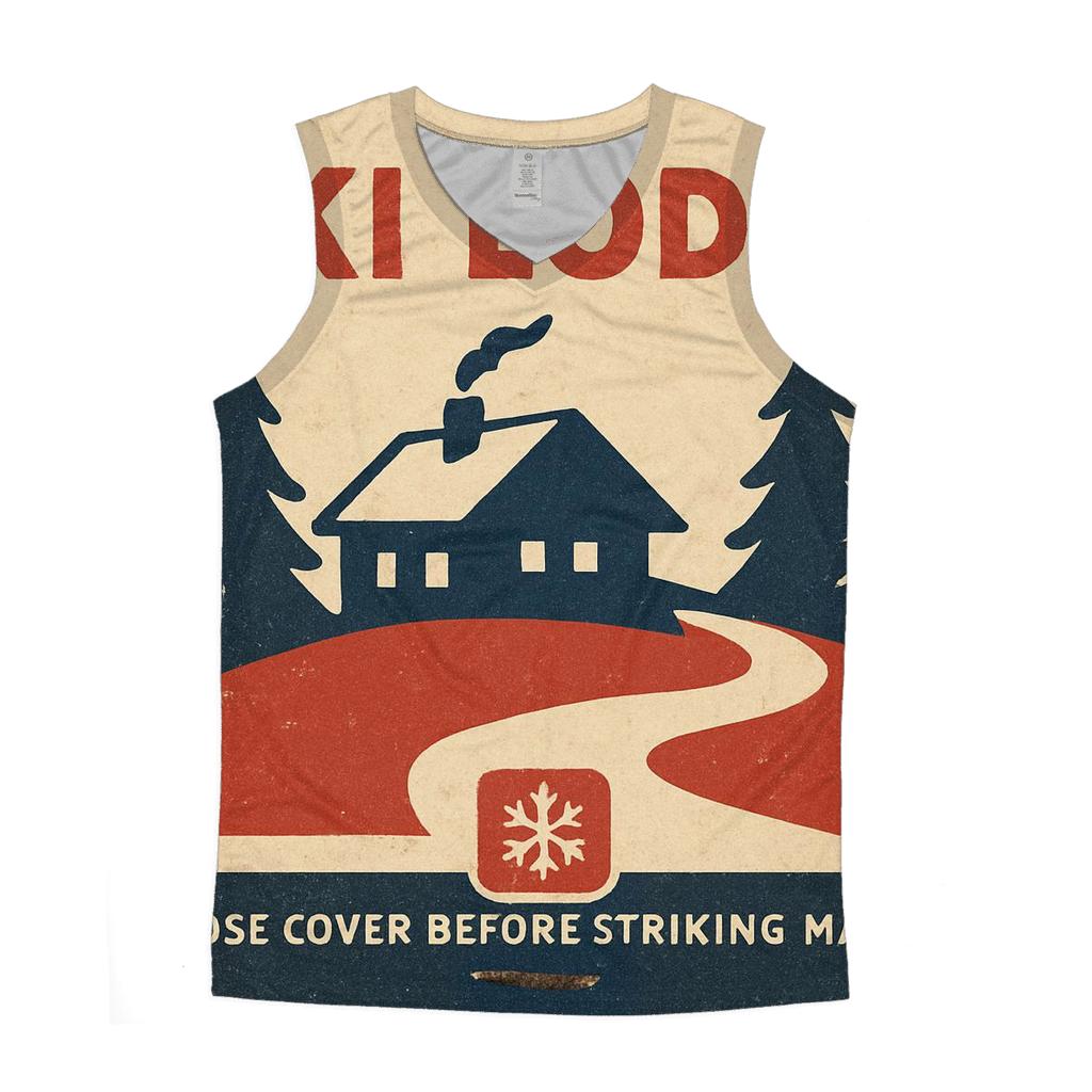 Retro Ski Lodge Matchbook Cover cotton sleeveless tops