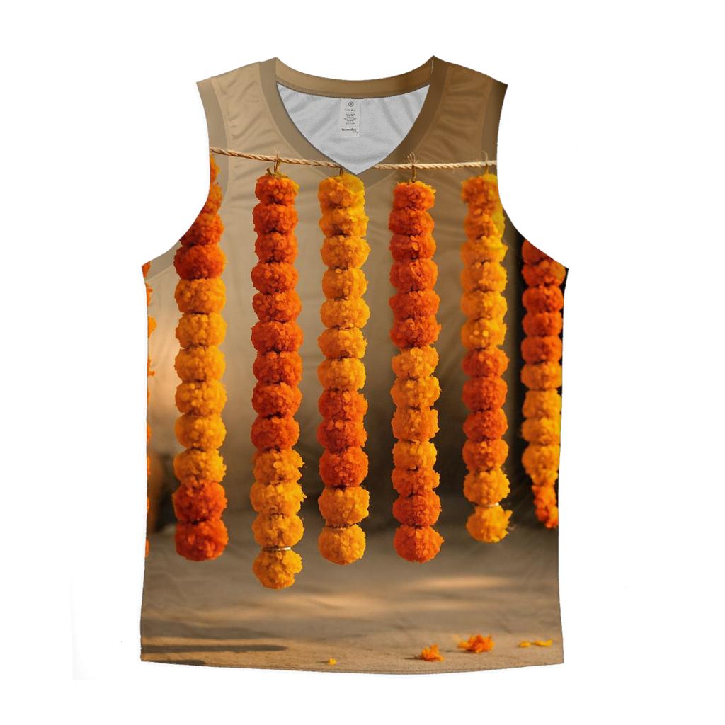 Marigold Garlands Drying In A Courtyard Shade custom tank tops