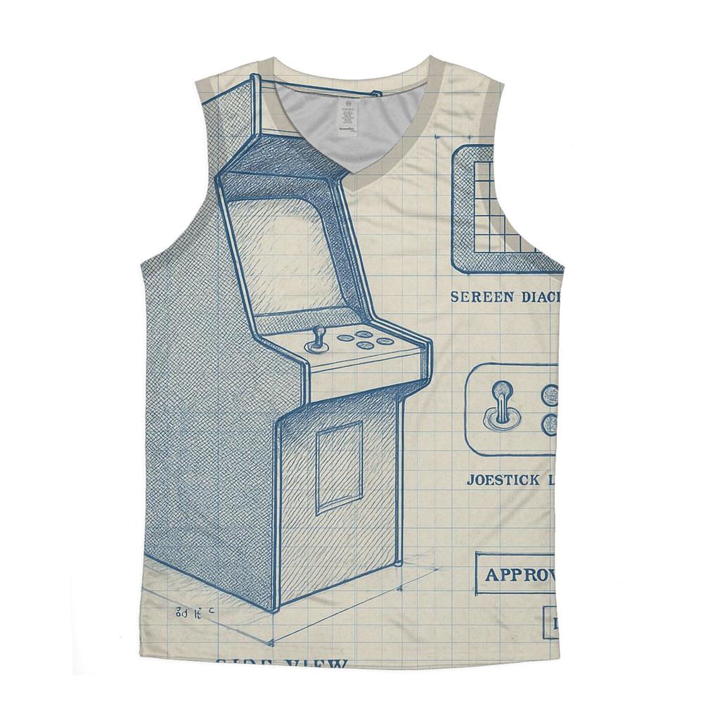 Classic Arcade Cabinet Blueprint Print stylish racerback tanks
