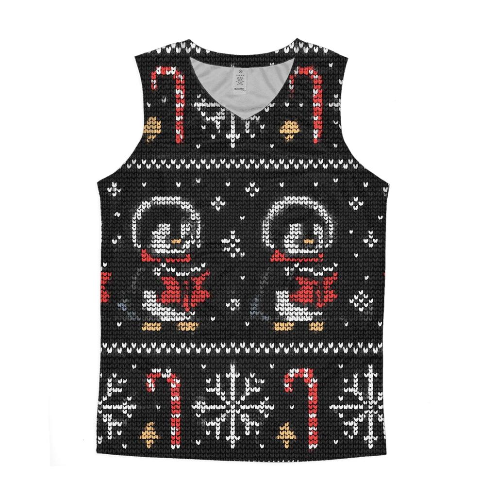 Penguin Astronaut Carolers Row Design graphic print tank tops