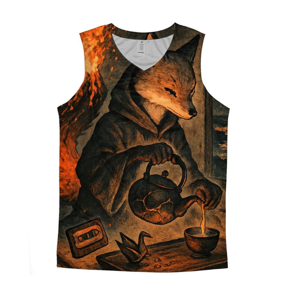 Tea Ceremony With A Volcano Fox trendy fitted tank tops