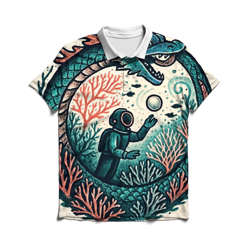 The Coral Reef Ouroboros Guardian custom polo shirts