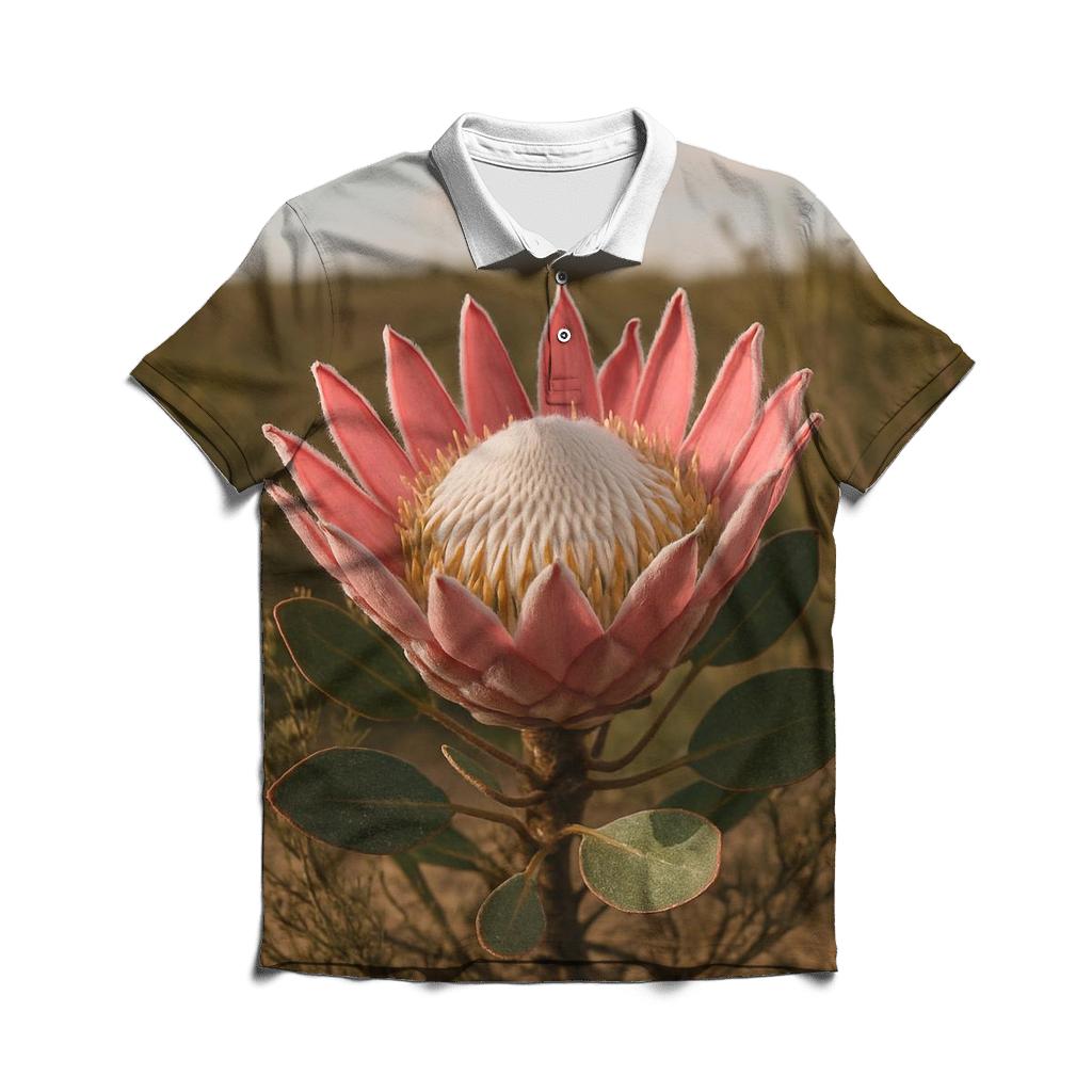 Protea Still Life In A South African Fynbos Setting embroidered polo tops