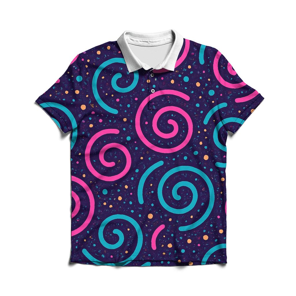 Arcade Carpet Swirl Galaxy branded logo polo shirts