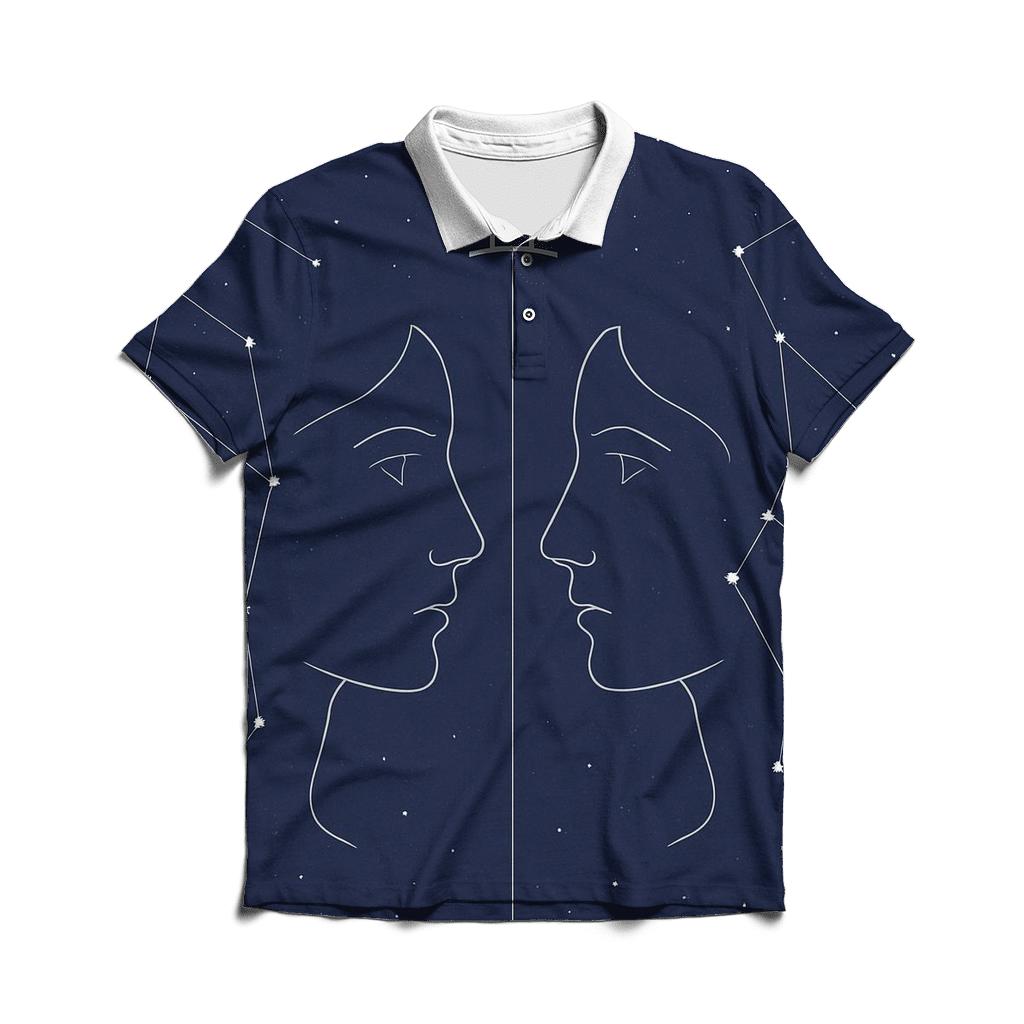 Gemini Twin Mirrors Star Map classic pique polos