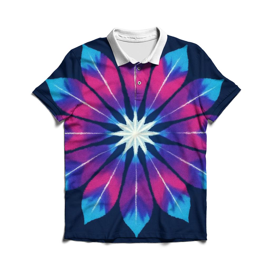 Mandala Galaxy Pinwheel Sunburst branded logo polo shirts