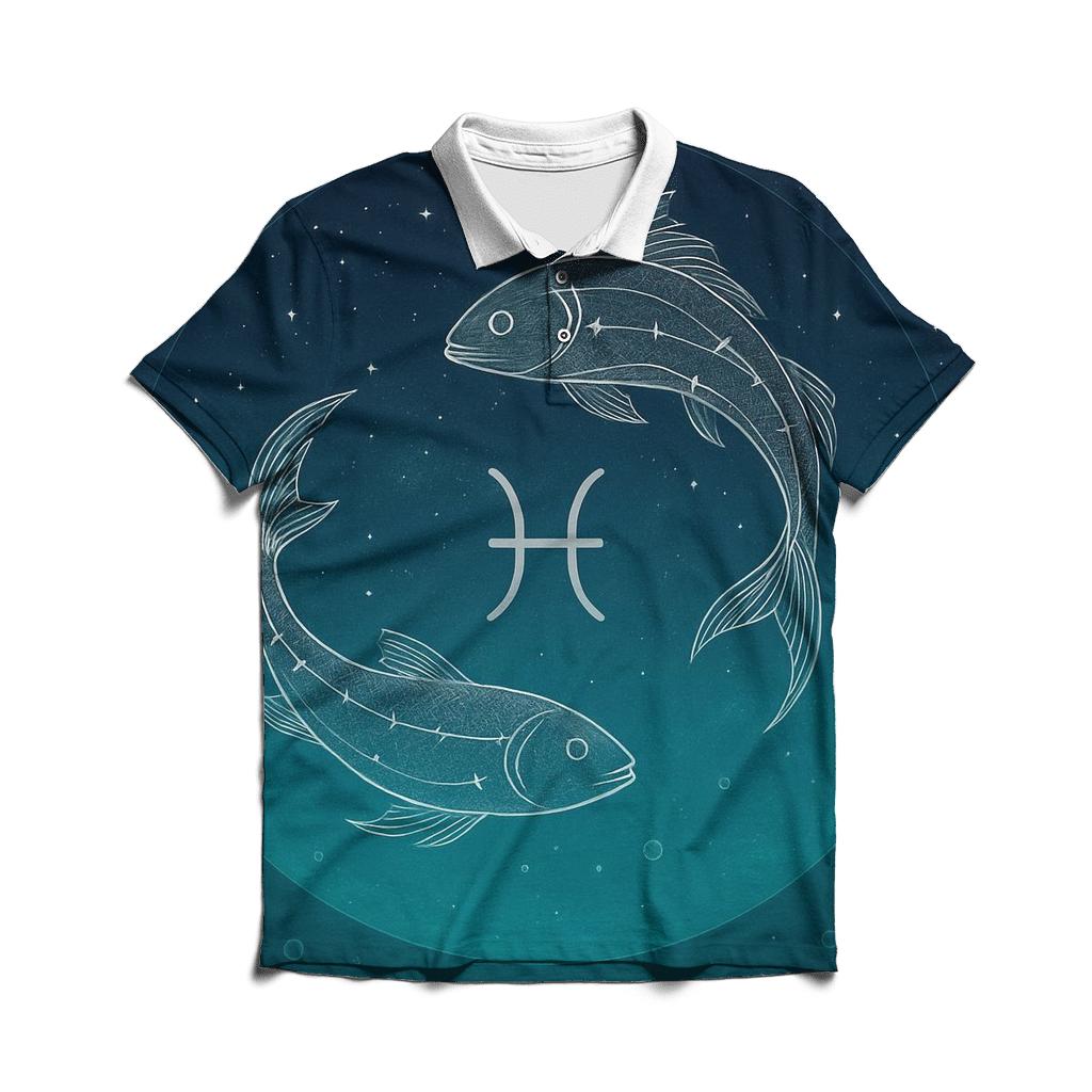 Pisces Dream Sea Constellation Weave custom polo shirts