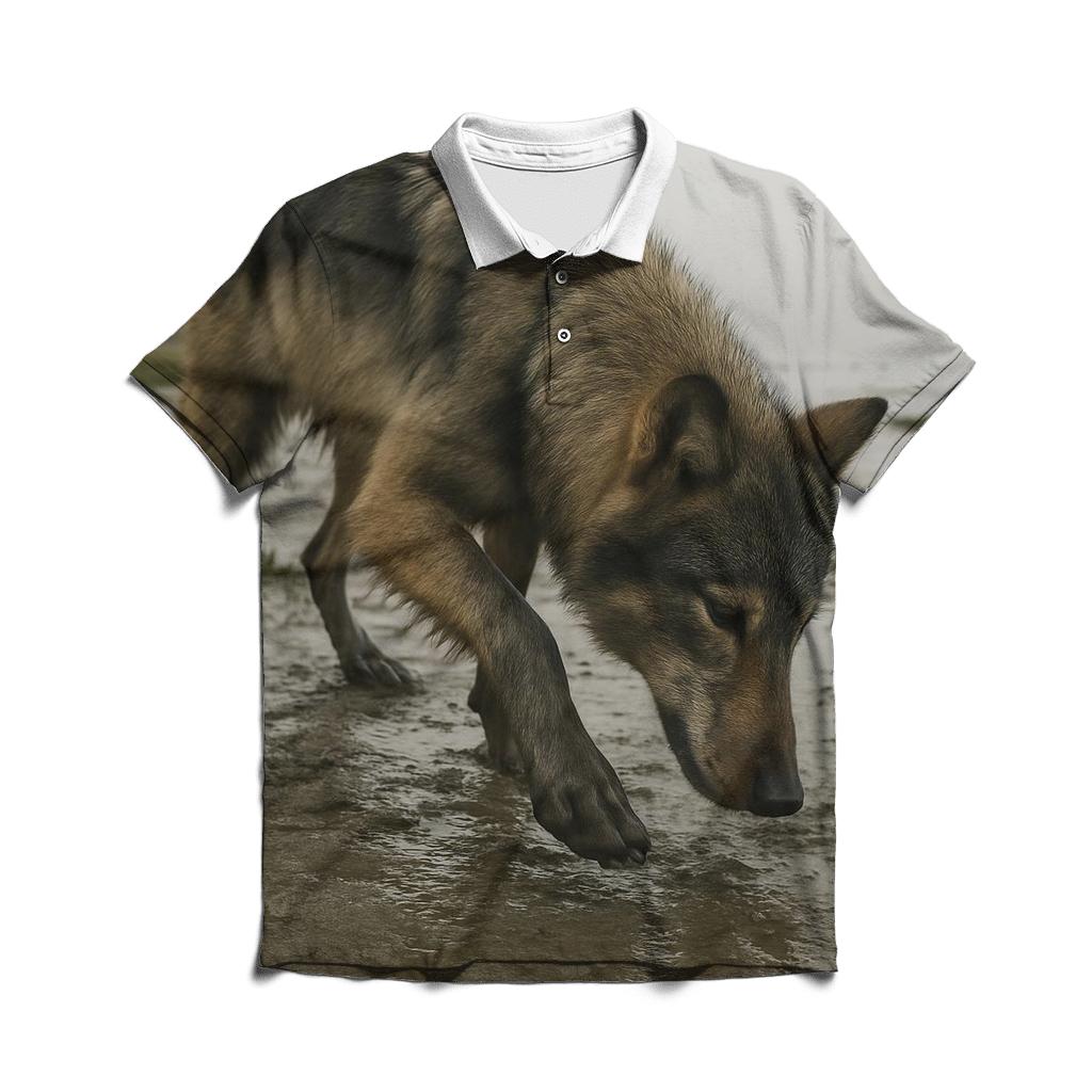 Mudflat Foraging At Low Tide In Coastal Fog stylish collar polo tees