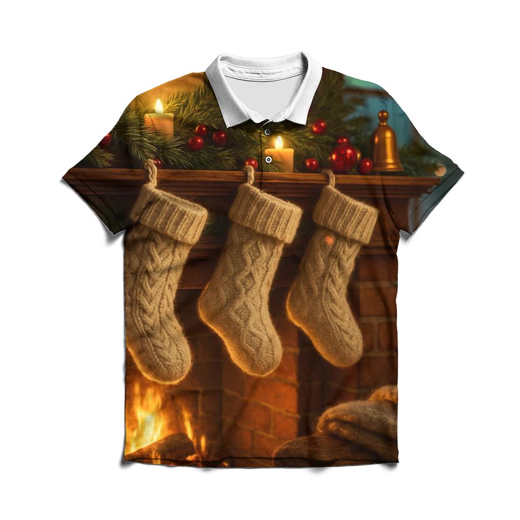 Knitted Stockings Under Northern Glow stylish collar polo tees