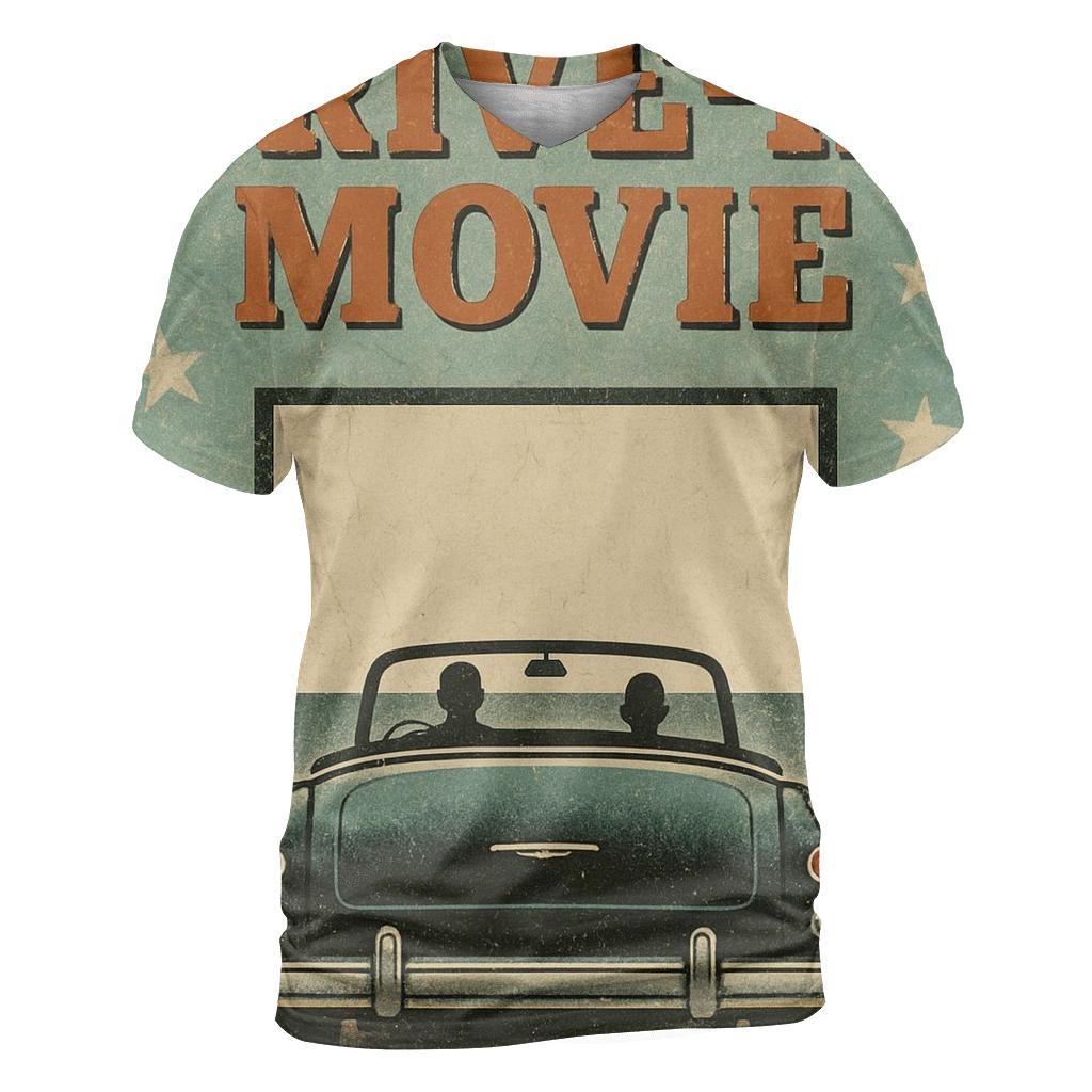 Weathered Drive In Movie Night Poster trendy printed shirt styles