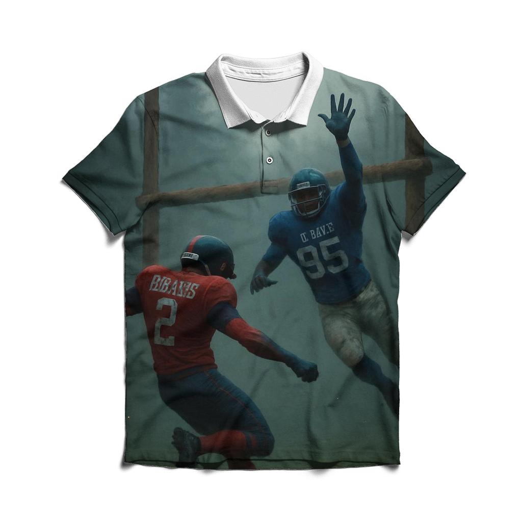 Forest Fog Goalpost Stand Braves Versus Cubs branded logo polo shirts