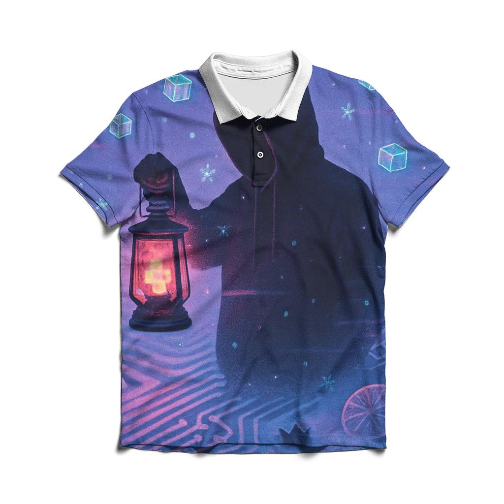 Glitch Lantern In The Snow Garden personalized polo shirts