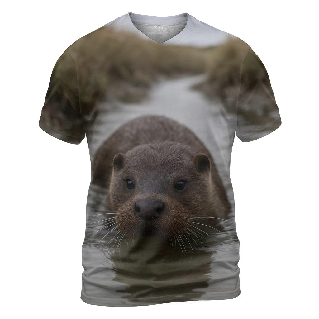 Saltmarsh Patrol European Otter artistic all-over print tops