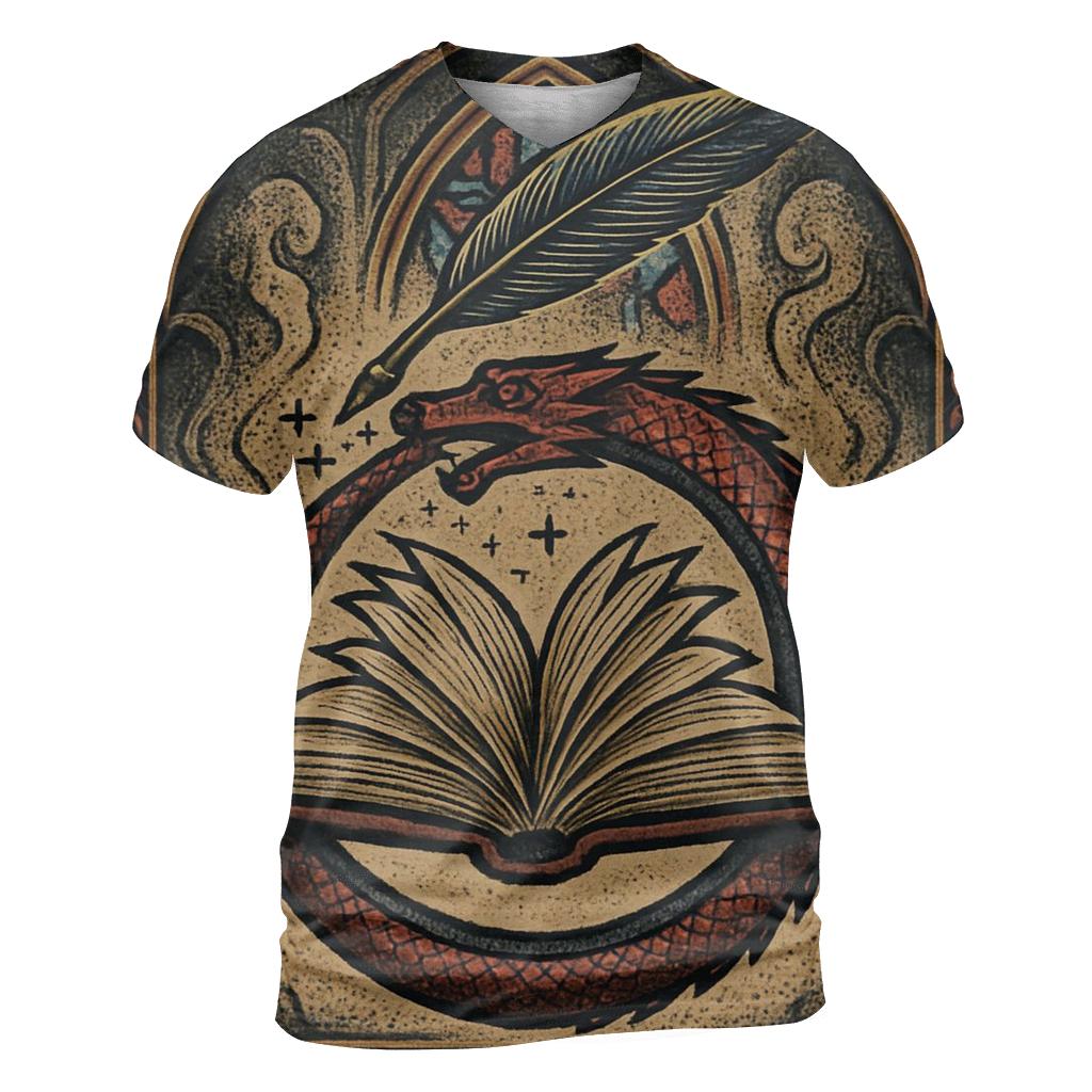 The Cathedral Ouroboros Manuscript creative print fashion shirts