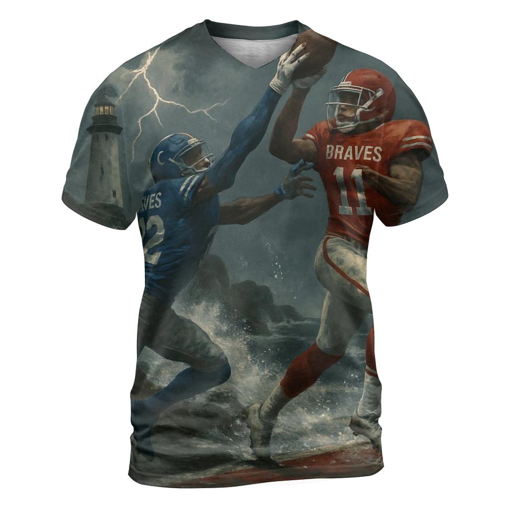 Storm Lighthouse End Zone Braves Versus Cubs designer pattern shirts