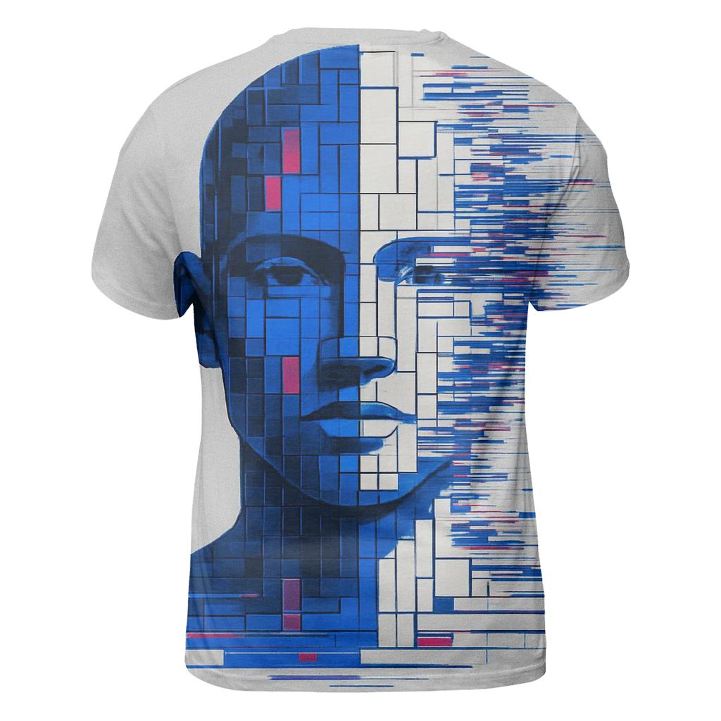 Quantum Glitch Portrait Mosaic statement graphic shirts