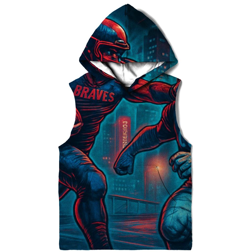 Neon Skyline Scrimmage Braves Versus Cubs heavyweight hoodies