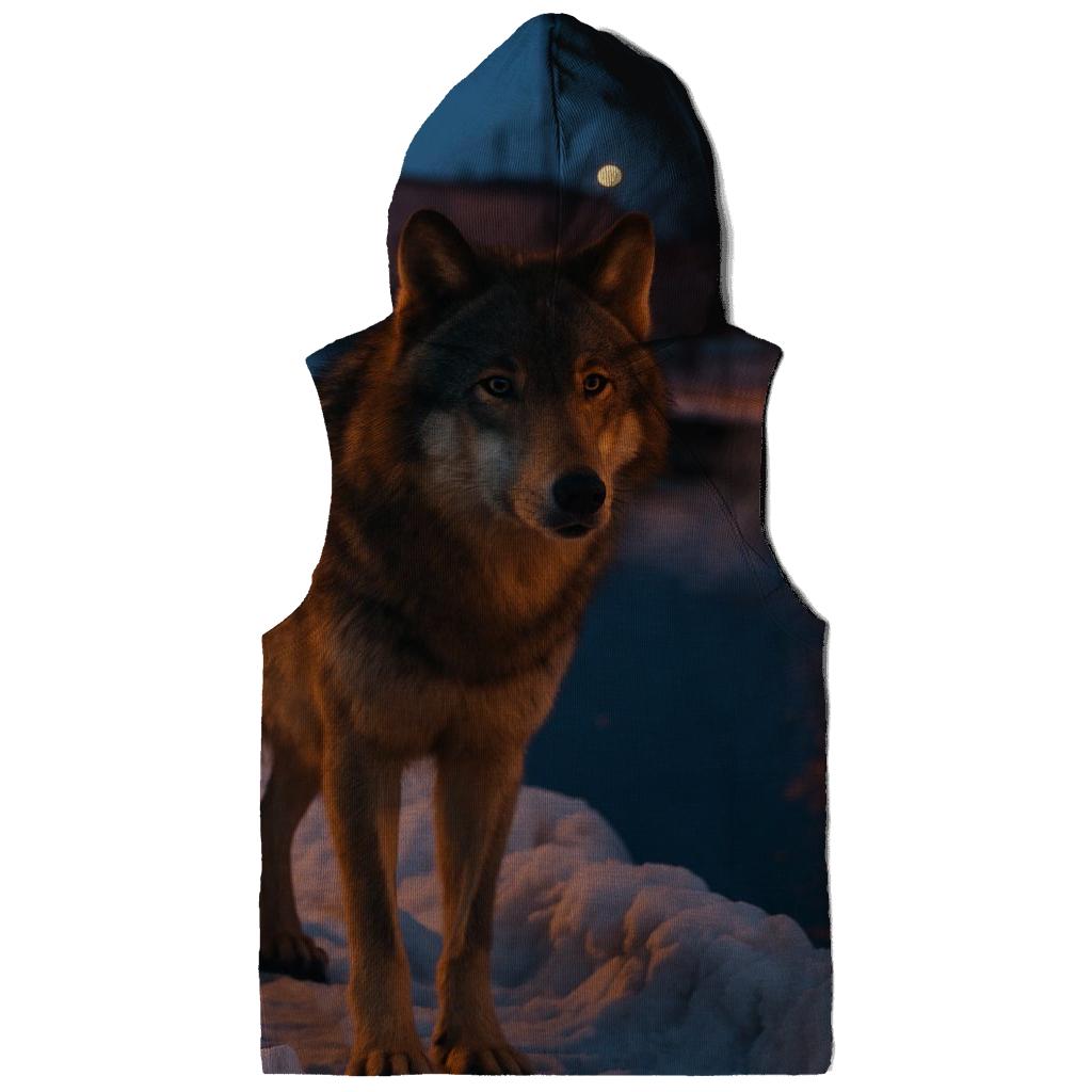 Urban Edge Wolf At A Snowy Industrial Canal hoodie styles