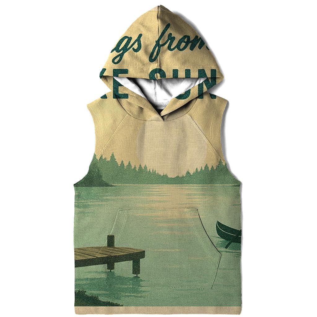Faded Summer Camp Lake Postcard embroidered hoodies