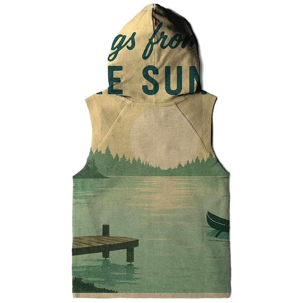 Faded Summer Camp Lake Postcard embroidered hoodies