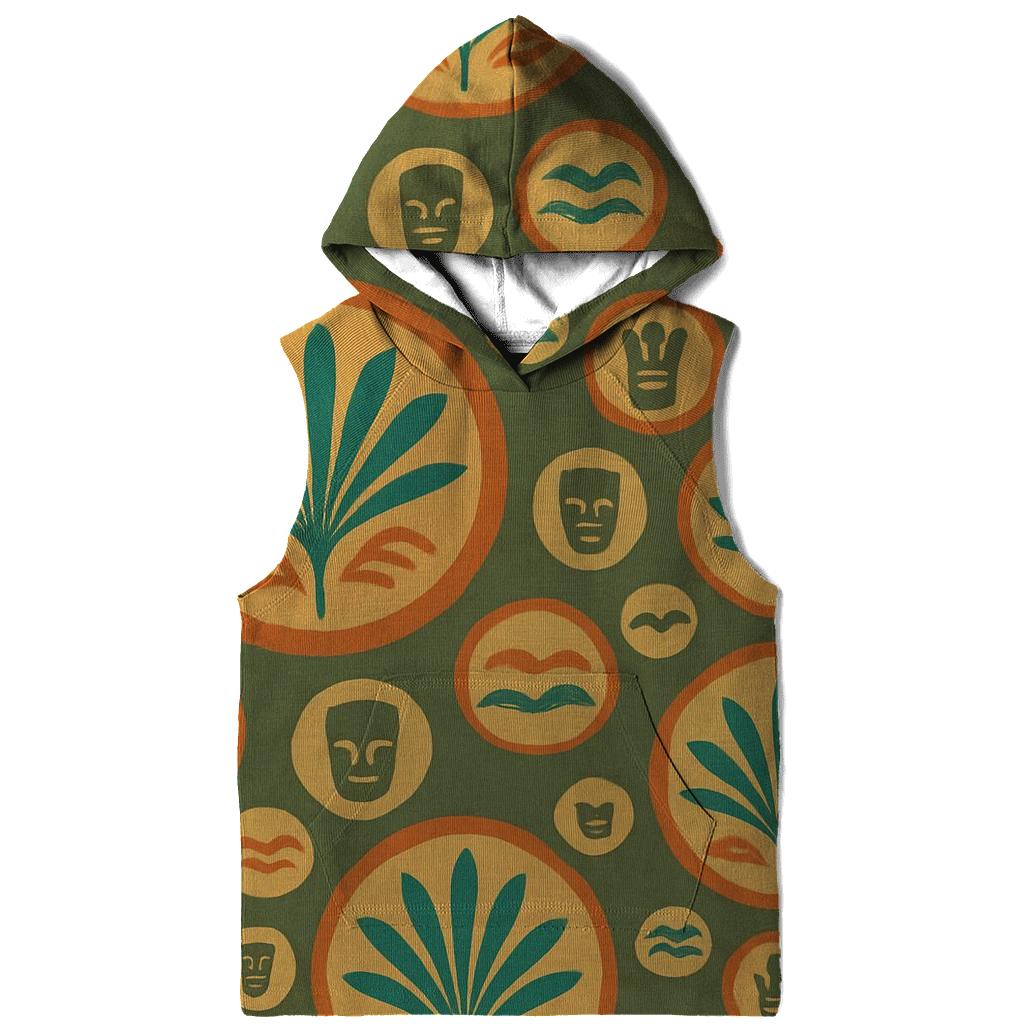 Tiki Lounge Palm Fan Medallions printed hoodies