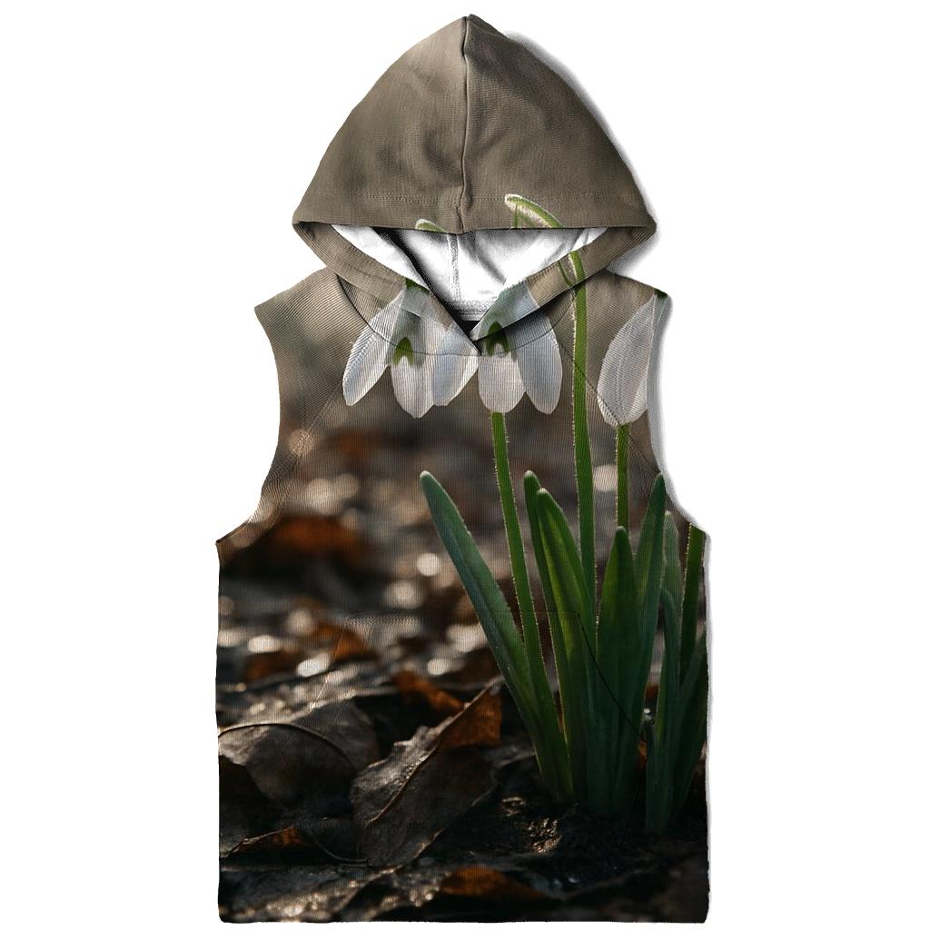 Snowdrop Cluster Emerging Through Late Winter Leaf Litter zip-up hoodies