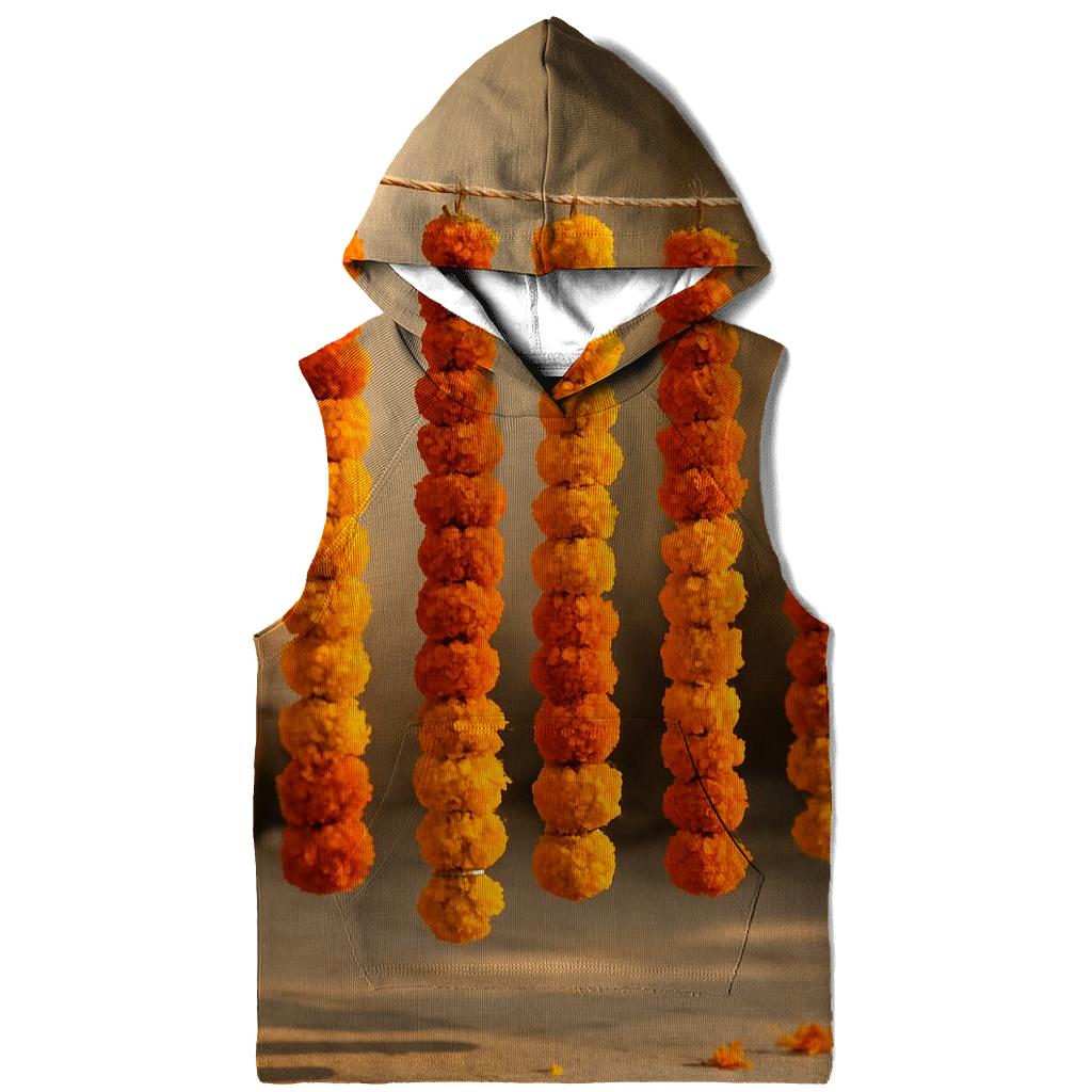 Marigold Garlands Drying In A Courtyard Shade custom hoodies