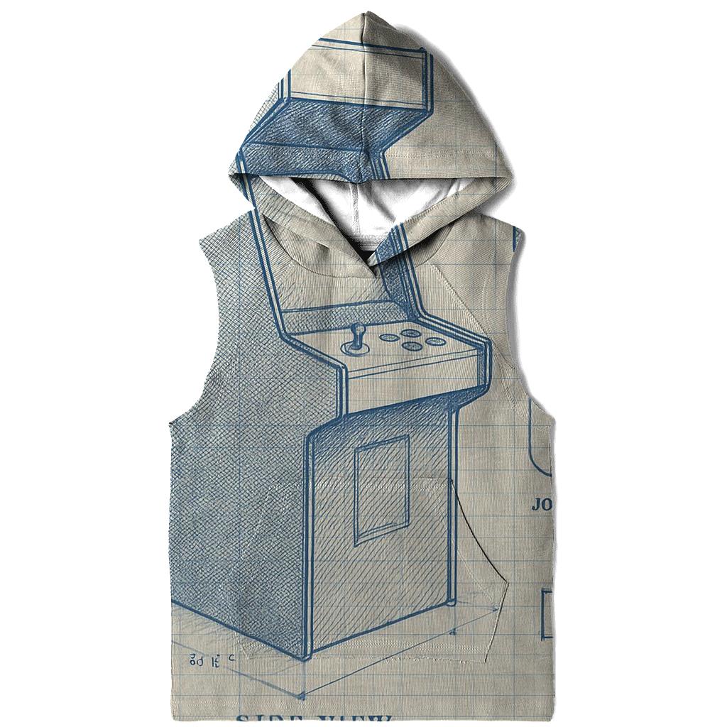 Classic Arcade Cabinet Blueprint Print zip-up hoodies