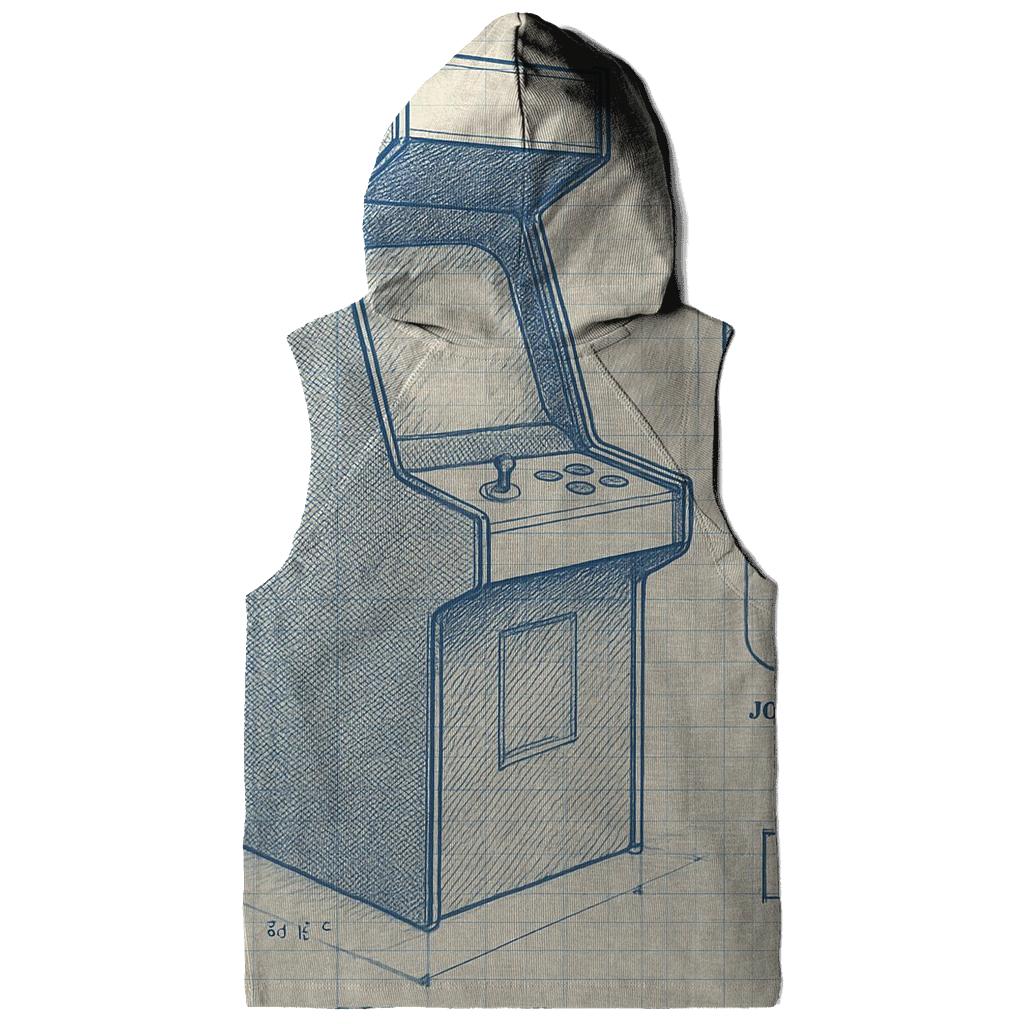 Classic Arcade Cabinet Blueprint Print zip-up hoodies
