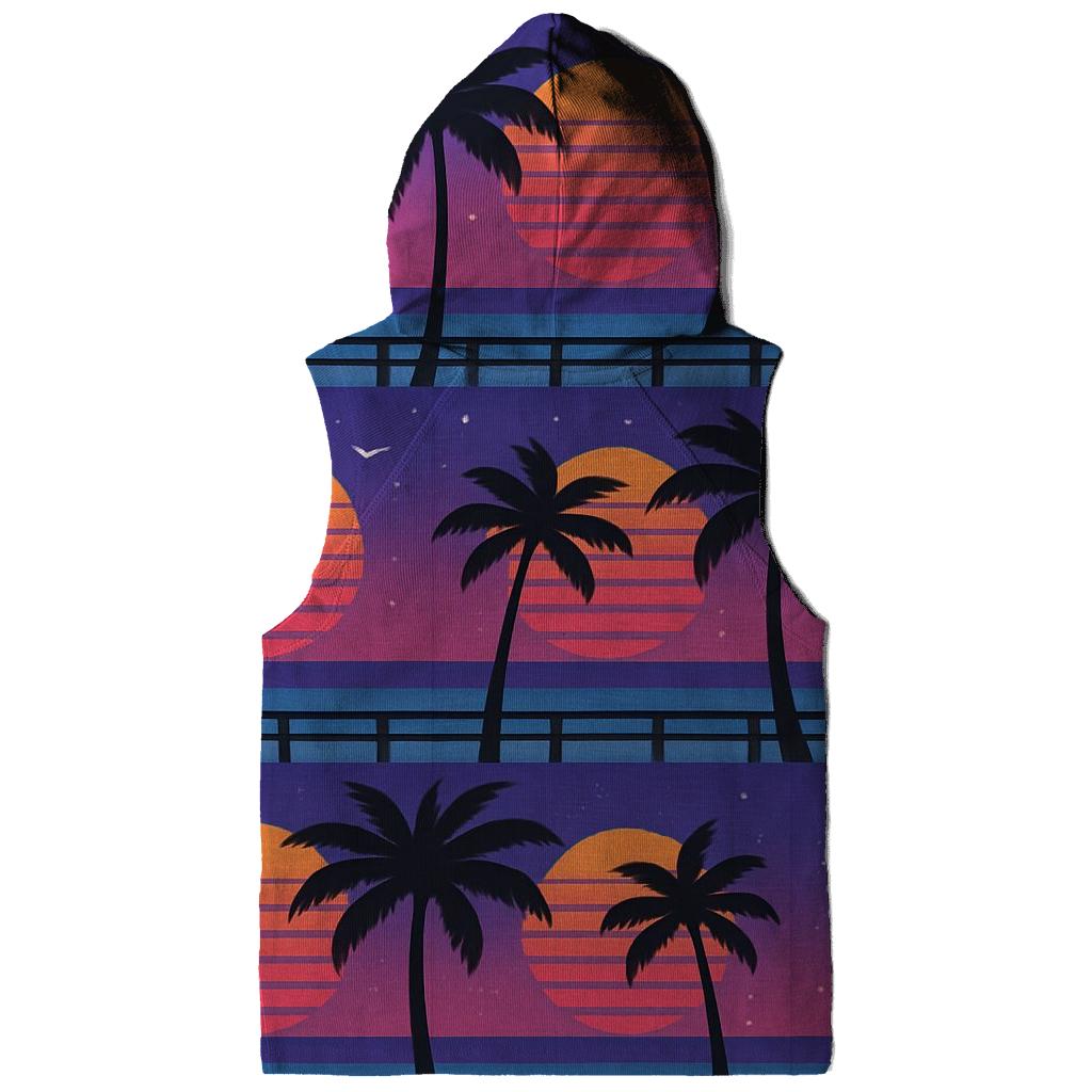 Sunset Boardwalk Palm Silhouette Blocks designer hoodies