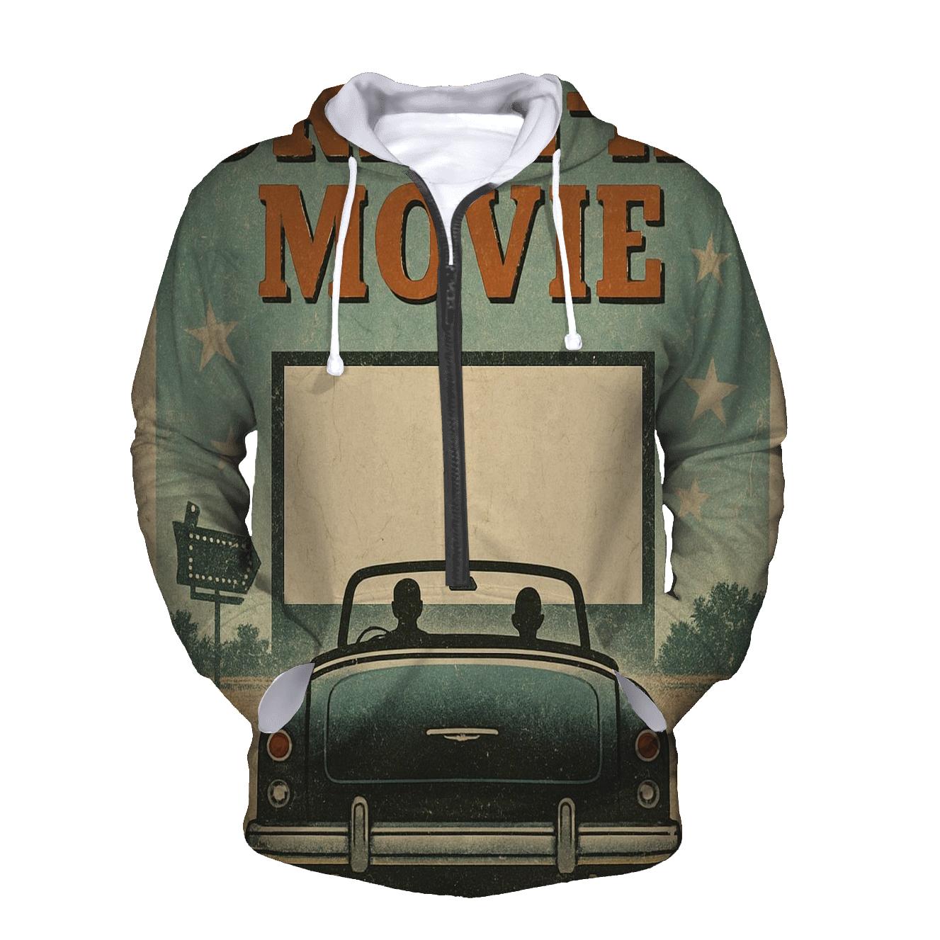 Weathered Drive In Movie Night Poster zip-up hoodies