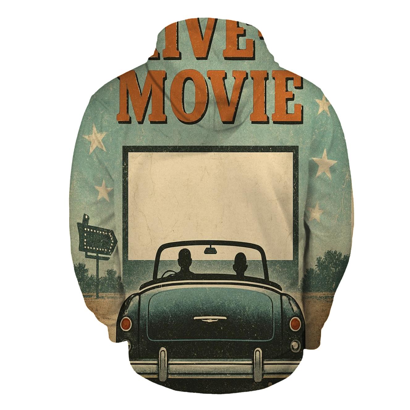 Weathered Drive In Movie Night Poster zip-up hoodies