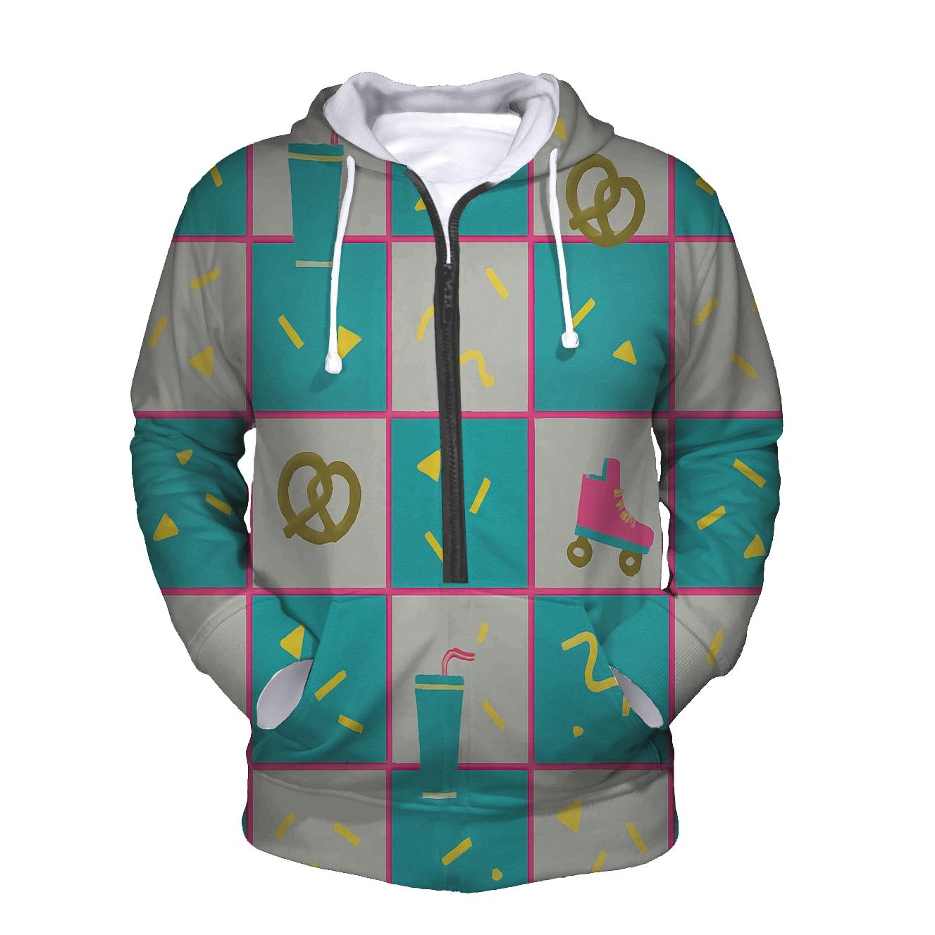 Mall Food Court Neon Tiles premium hoodies