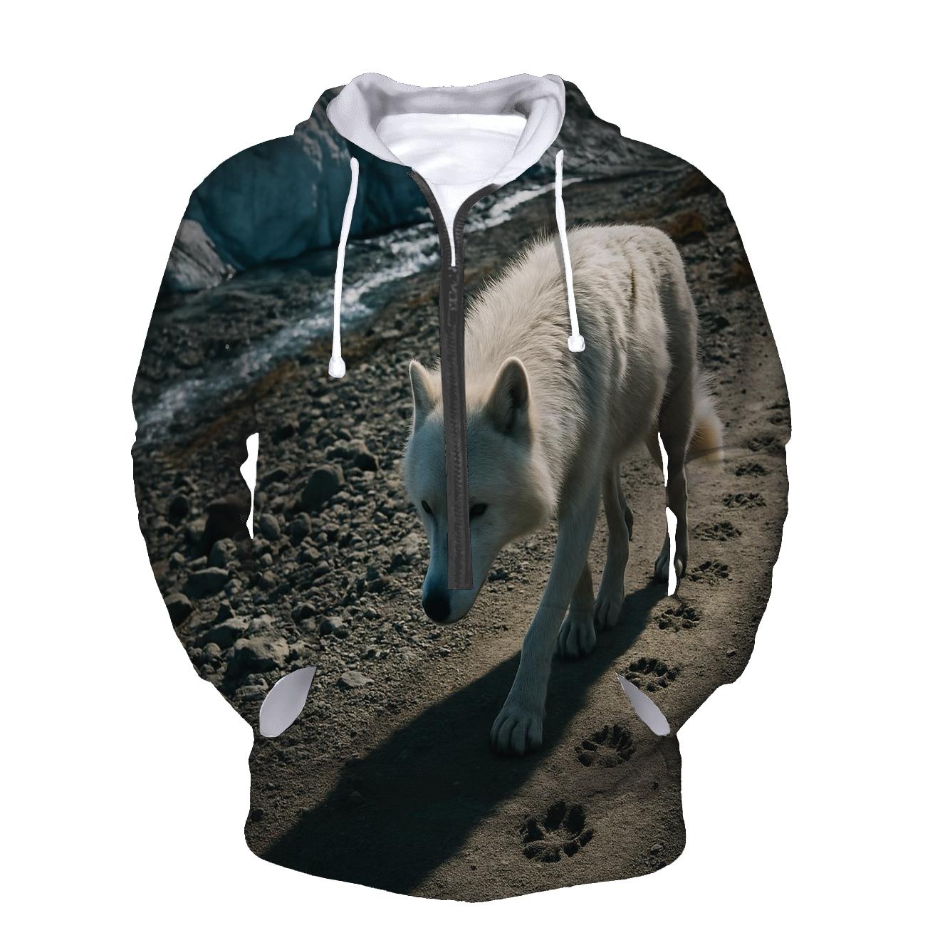 Wolf Tracks Along A Receding Glacier Moraine premium hoodies