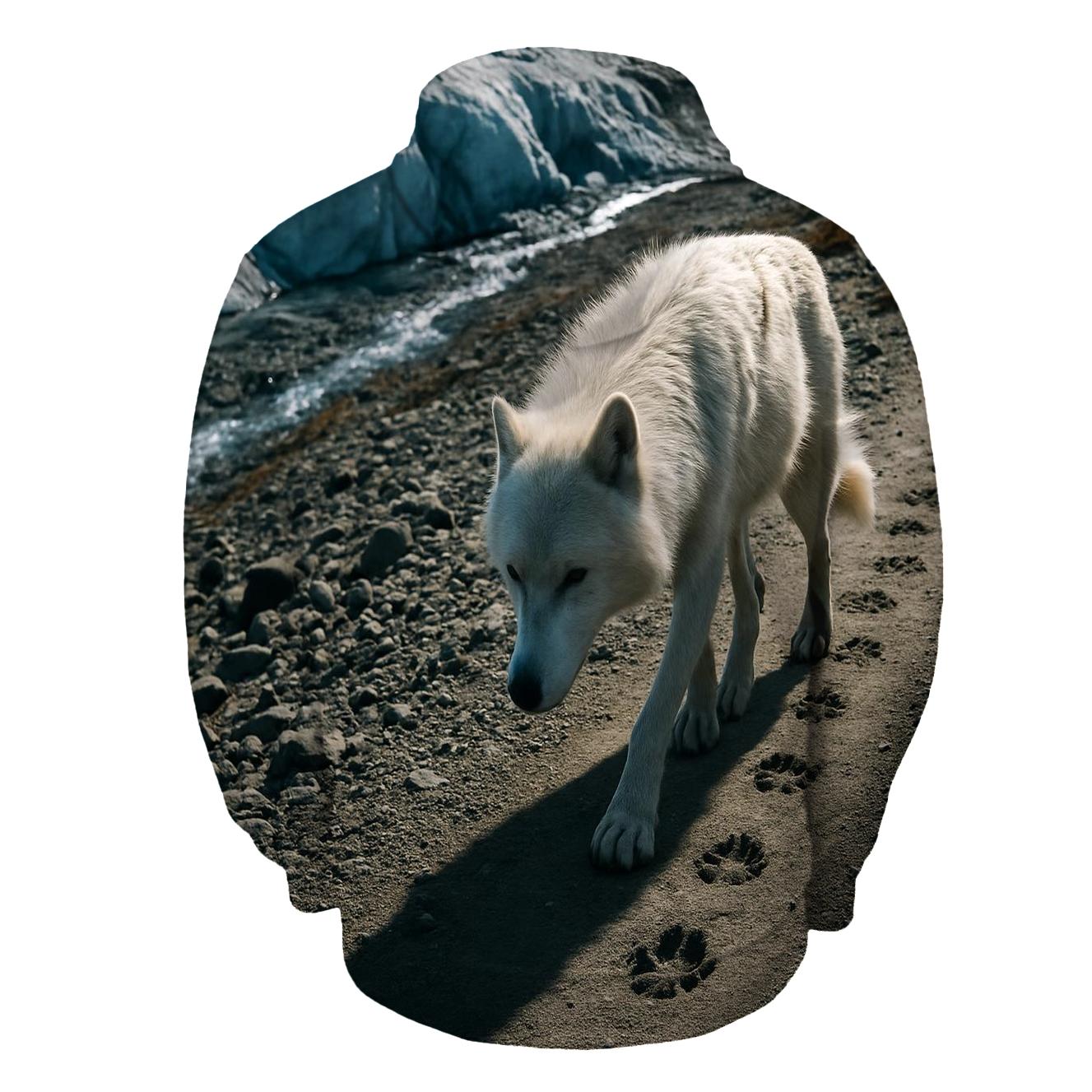 Wolf Tracks Along A Receding Glacier Moraine premium hoodies