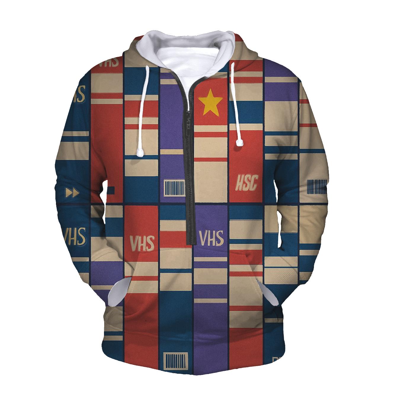 VHS Rental Aisle Spines Pattern printed hoodies
