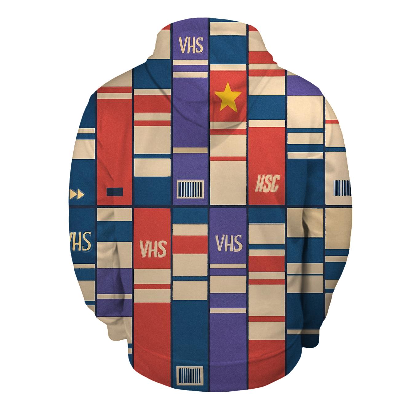 VHS Rental Aisle Spines Pattern printed hoodies