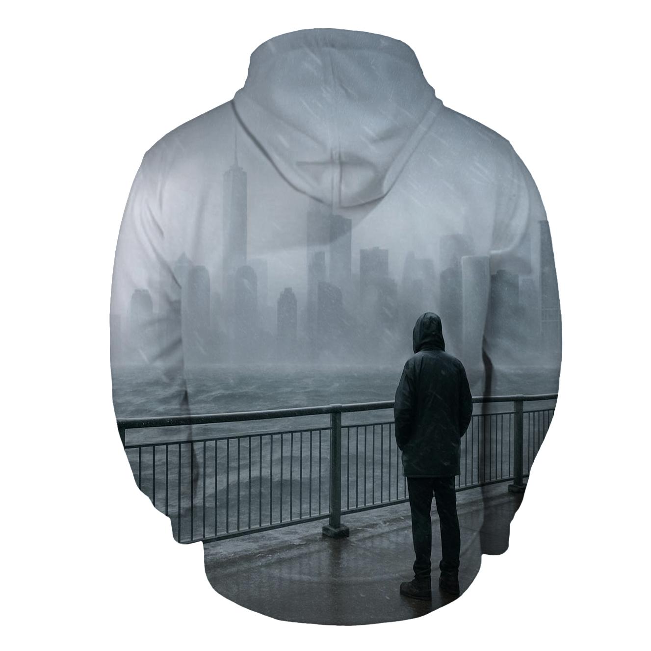 Snow Squall Over Lower Manhattan From Red Hook zip-up hoodies