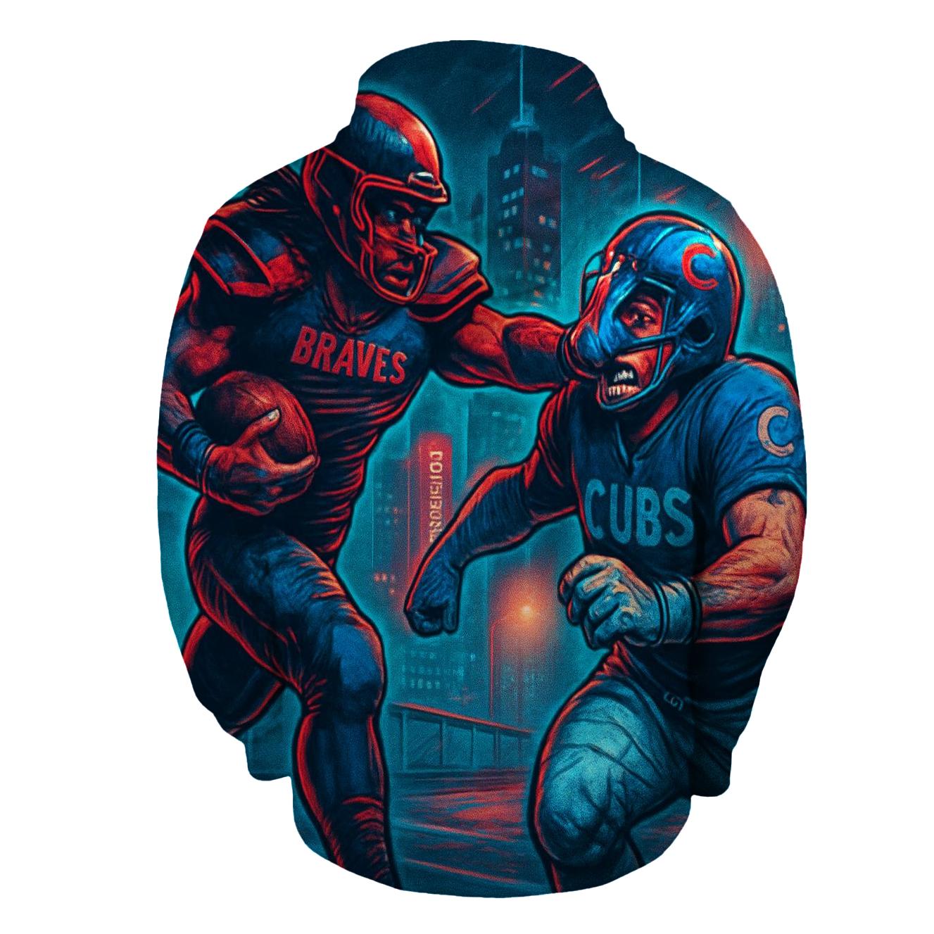 Neon Skyline Scrimmage Braves Versus Cubs hoodie designs
