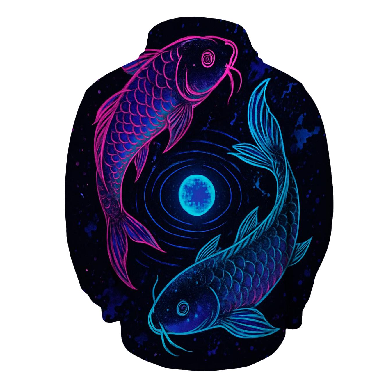 Cosmic Koi In Neon Ink lightweight hoodies
